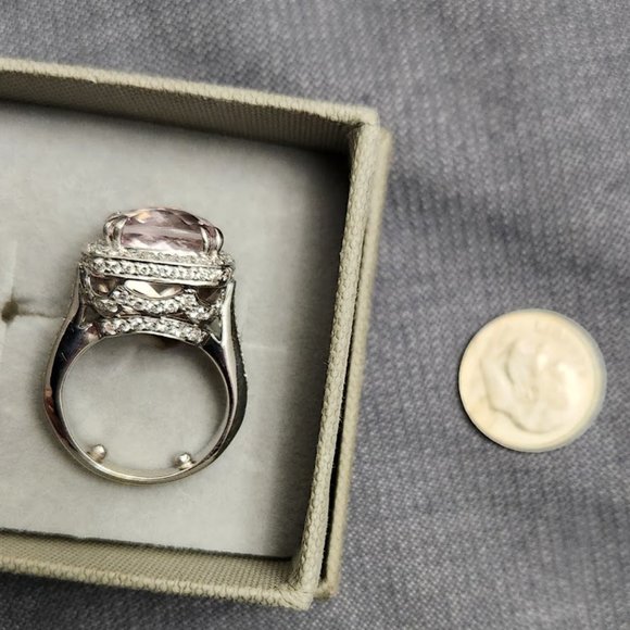 Charles Krypell 18 Karat White gold, diamond and morganite ring - Picture 2 of 4